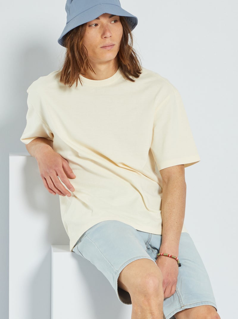 T-shirt en piqué de coton blanc - Kiabi