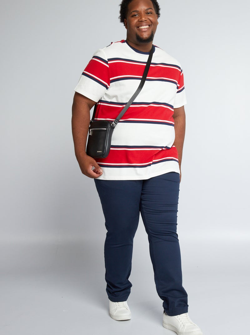 T-shirt en piqué de coton Blanc/rouge - Kiabi