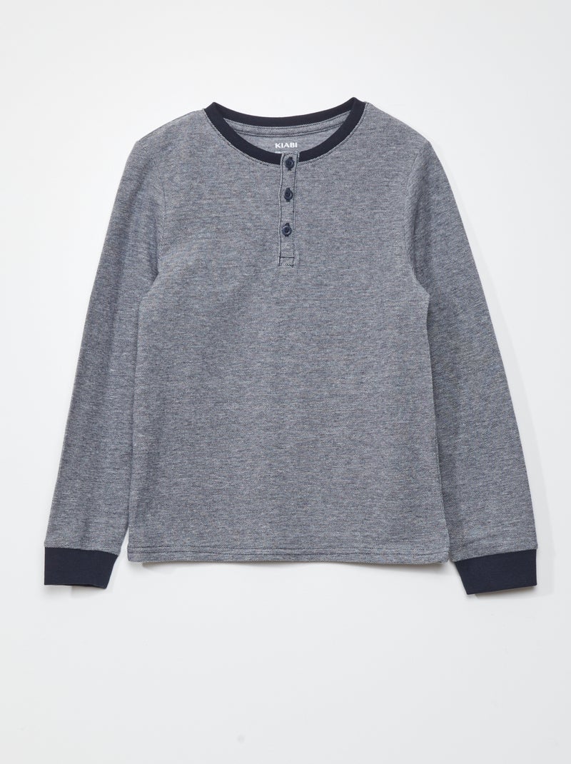 T-shirt en piqué de coton Bleu - Kiabi