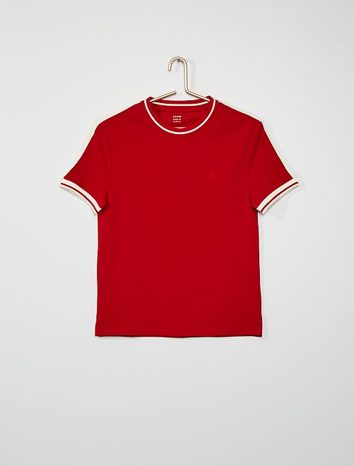 T-shirt en piqué de coton                             rouge 
