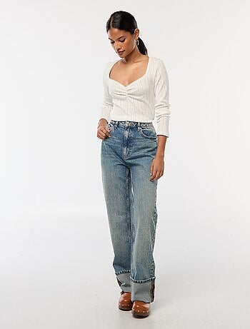 T-shirt en pointelle à manches longues