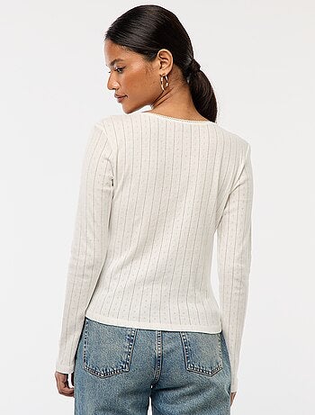 T-shirt en pointelle à manches longues