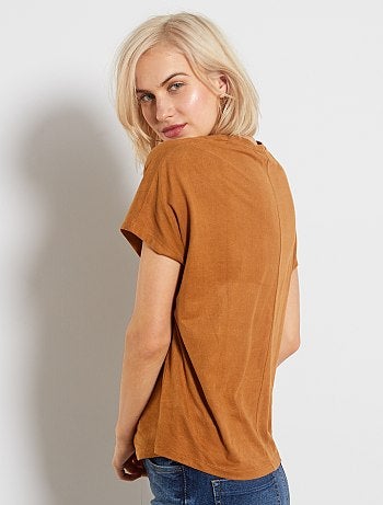 T-shirt en suédine - Kiabi