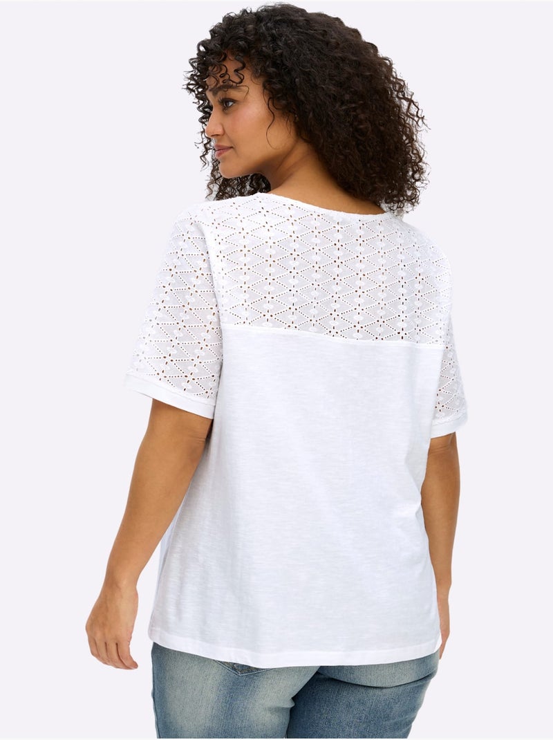 T-shirt En V - Taille Standard - Sheego Blanc - Kiabi