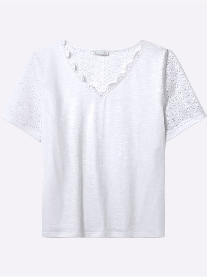 T-shirt En V - Taille Standard - Sheego Blanc - Kiabi