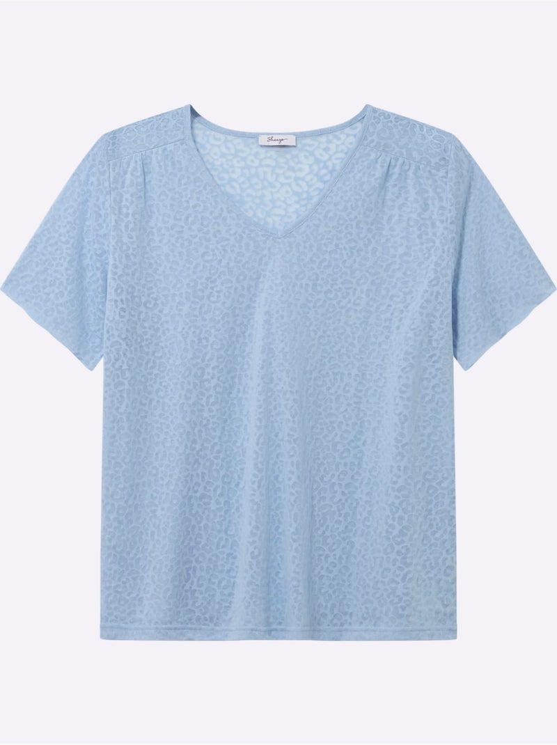 T-shirt En V - Taille Standard - Sheego Bleu ciel - Kiabi