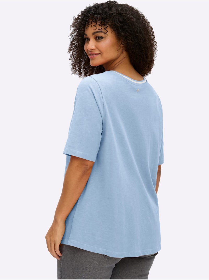 T-shirt En V - Taille Standard - Sheego Bleu ciel - Kiabi