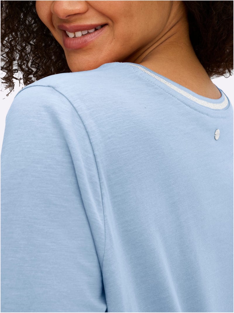 T-shirt En V - Taille Standard - Sheego Bleu ciel - Kiabi