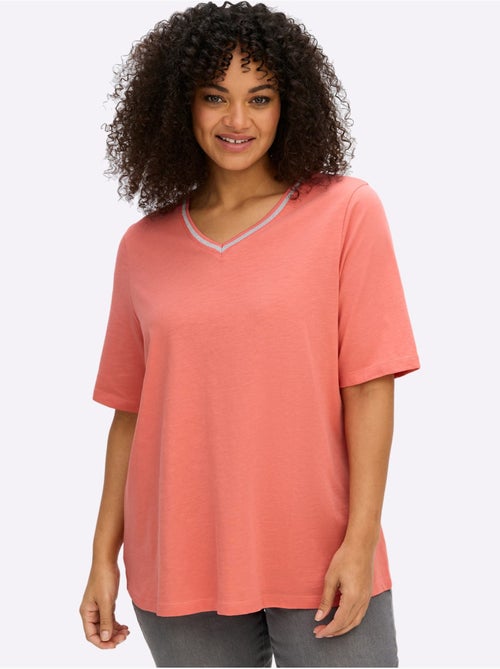 T-shirt En V - Taille Standard - Sheego - Kiabi