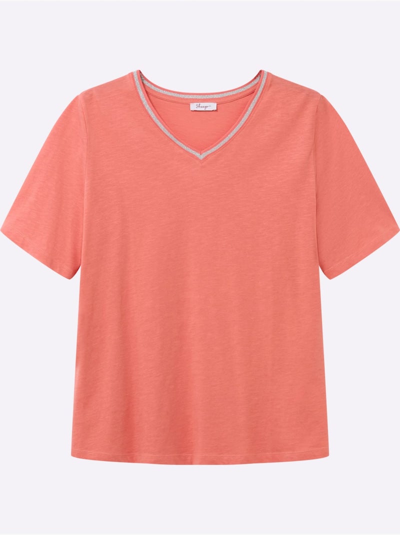T-shirt En V - Taille Standard - Sheego Corail - Kiabi
