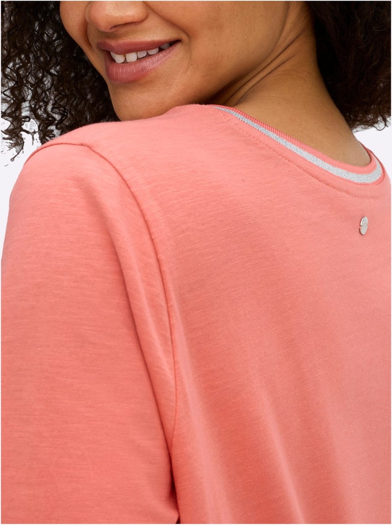 T-shirt En V - Taille Standard - Sheego Corail - Kiabi