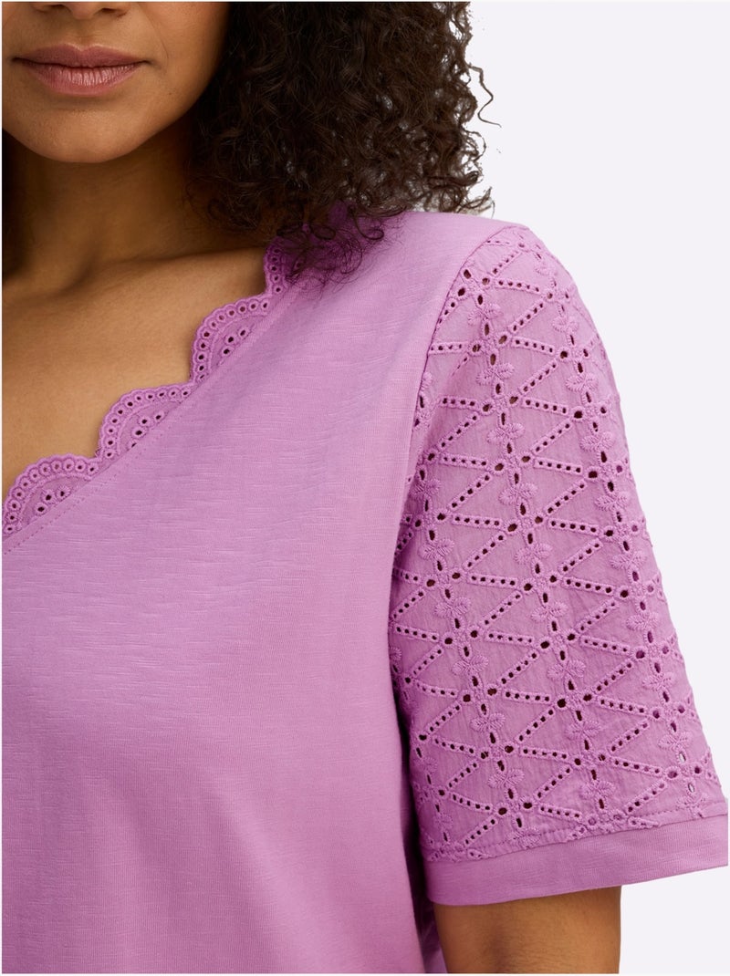 T-shirt En V - Taille Standard - Sheego Rose - Kiabi