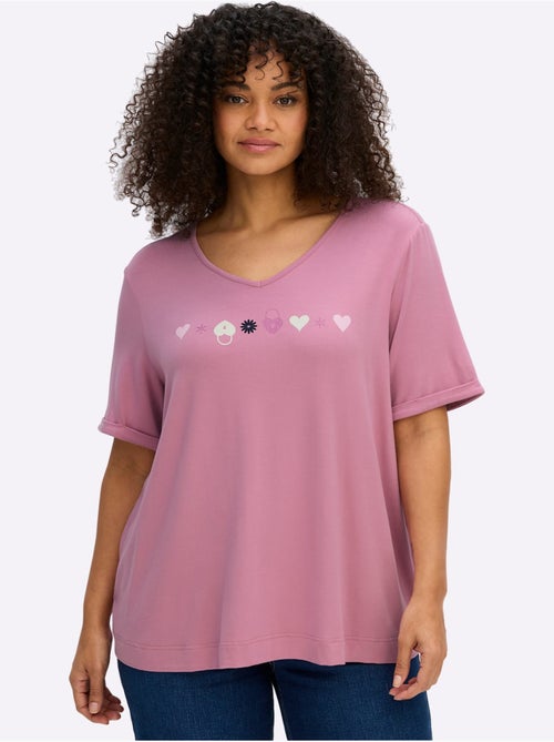T-shirt En V - Taille Standard - Sheego - Kiabi