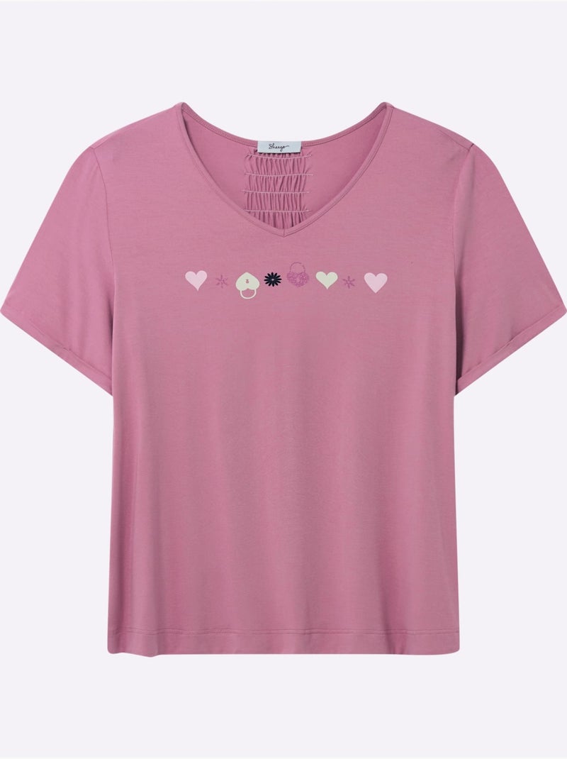 T-shirt En V - Taille Standard - Sheego Rose - Kiabi