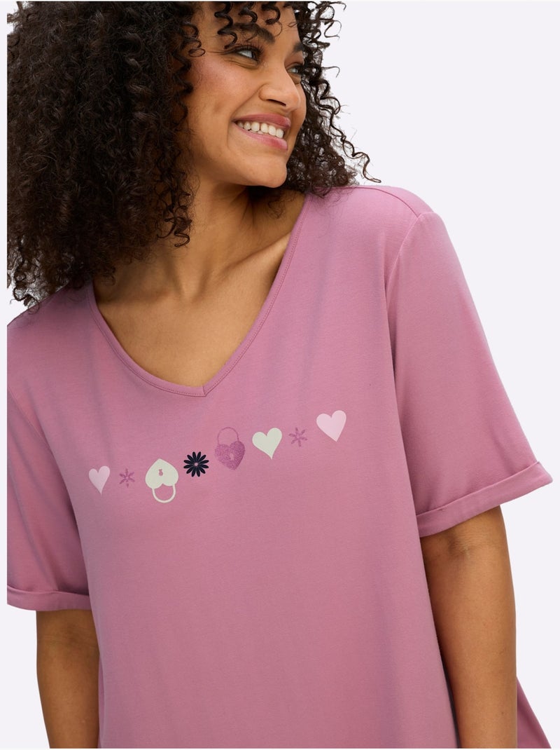 T-shirt En V - Taille Standard - Sheego Rose - Kiabi