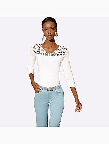 T-shirt En V 48% Modal - Taille Standard - helline