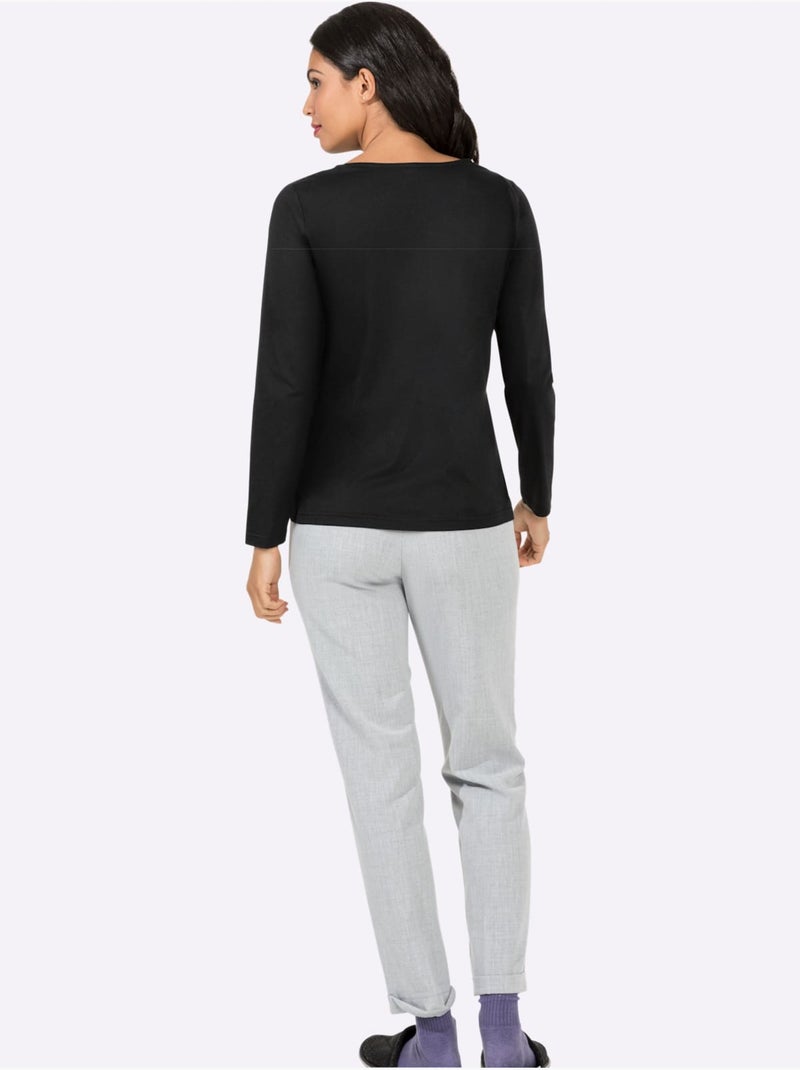 T-shirt En V 50% Coton - Taille Standard - Witt Noir - Kiabi