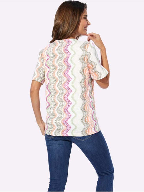 T-shirt en V à fronces et motifs graphiques modernes - Taille standard - Moda Vilona - Kiabi T-shirt en V à fronces et motifs graphiques modernes - Taille standard - Moda Vilona - Kiabi