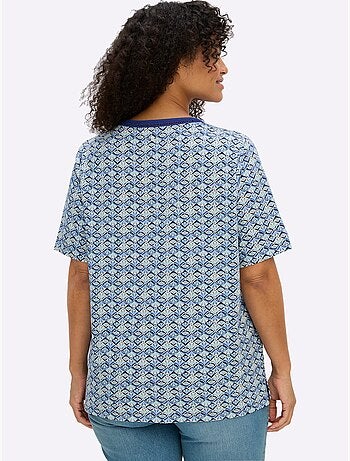 T-shirt En V Avec Dentelle Ajourée - Taille Standard - Sheego