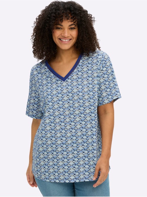 T-shirt En V Avec Dentelle Ajourée - Taille Standard - Sheego - Kiabi