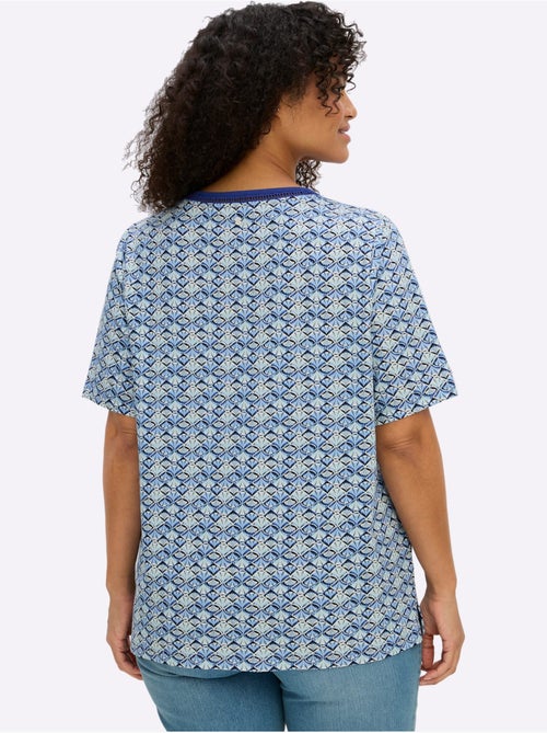 T-shirt En V Avec Dentelle Ajourée - Taille Standard - Sheego - Kiabi