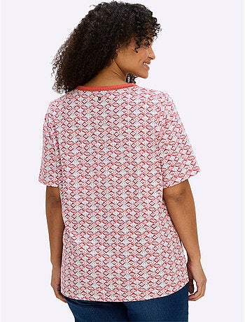 T-shirt En V Avec Dentelle Ajourée - Taille Standard - Sheego