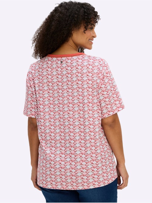 T-shirt En V Avec Dentelle Ajourée - Taille Standard - Sheego - Kiabi