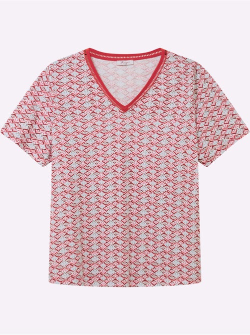 T-shirt En V Avec Dentelle Ajourée - Taille Standard - Sheego - Kiabi