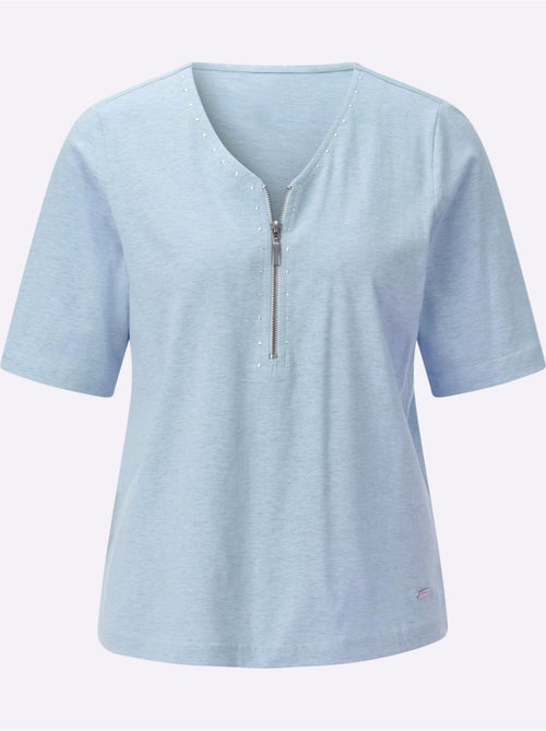 T-shirt en v avec rivets décoratifs et fil chiné doux - taille standard - witt - Kiabi T-shirt en v avec rivets décoratifs et fil chiné doux - taille standard - witt - Kiabi