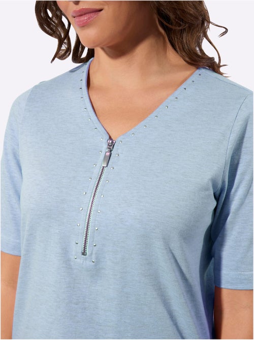 T-shirt en v avec rivets décoratifs et fil chiné doux - taille standard - witt - Kiabi T-shirt en v avec rivets décoratifs et fil chiné doux - taille standard - witt - Kiabi
