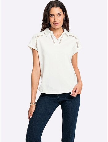 T-shirt En V Bande En Dentelle Filigrane - Taille Standard - Witt