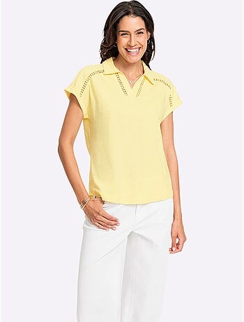 T-shirt En V Bande En Dentelle Filigrane - Taille Standard - Witt