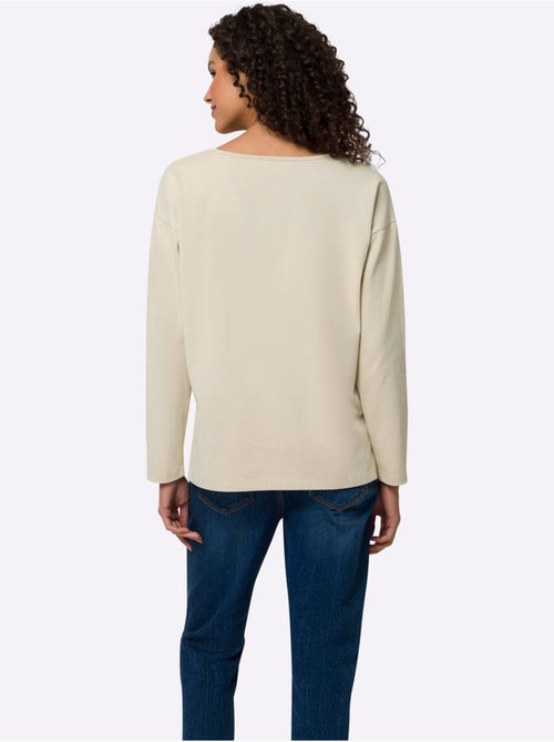 T-shirt En V Bordure En Dentelle à L'ourlet - Taille Standard - Helline - Kiabi