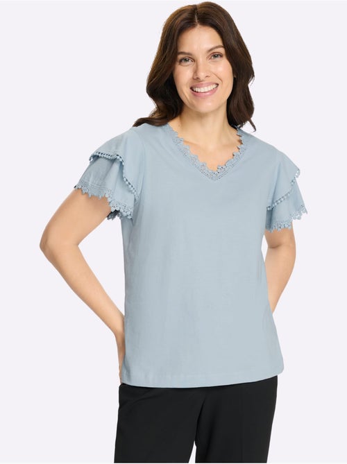 T-shirt En V Doubles Manches Chauve-souris - Taille Standard - Moda Vilona - Kiabi