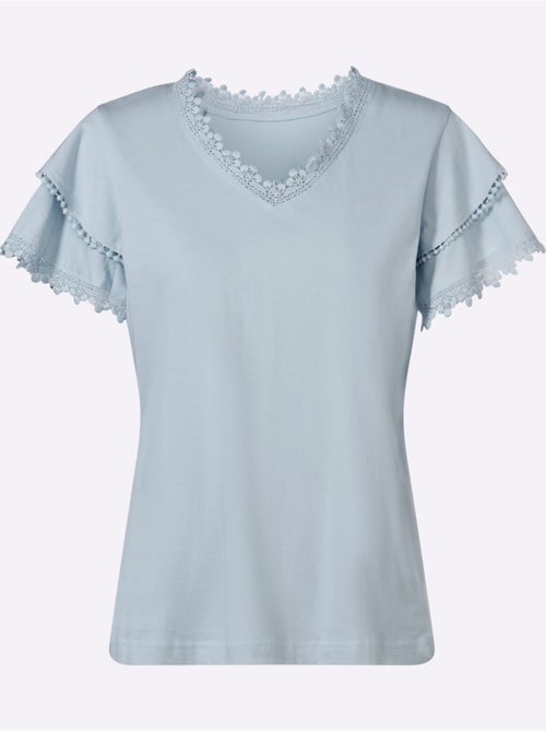 T-shirt En V Doubles Manches Chauve-souris - Taille Standard - Moda Vilona - Kiabi