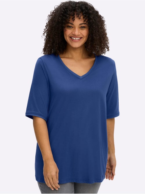 T-shirt En V Encolure En V Affinante - Taille Standard - Sheego - Kiabi