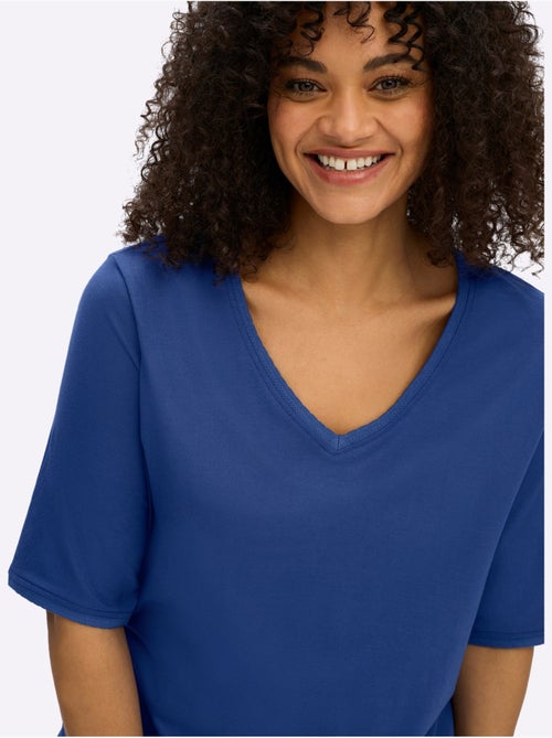 T-shirt En V Encolure En V Affinante - Taille Standard - Sheego - Kiabi