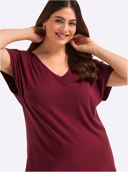 T-shirt En V Encolure En V Affinante - Taille Standard - Sheego - Kiabi