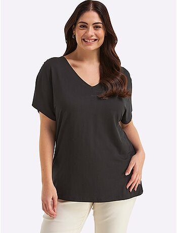 T-shirt En V Encolure En V Affinante - Taille Standard - Sheego