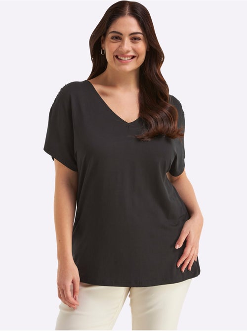 T-shirt En V Encolure En V Affinante - Taille Standard - Sheego - Kiabi