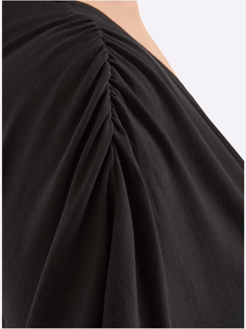 T-shirt En V Encolure En V Affinante - Taille Standard - Sheego Noir - Kiabi