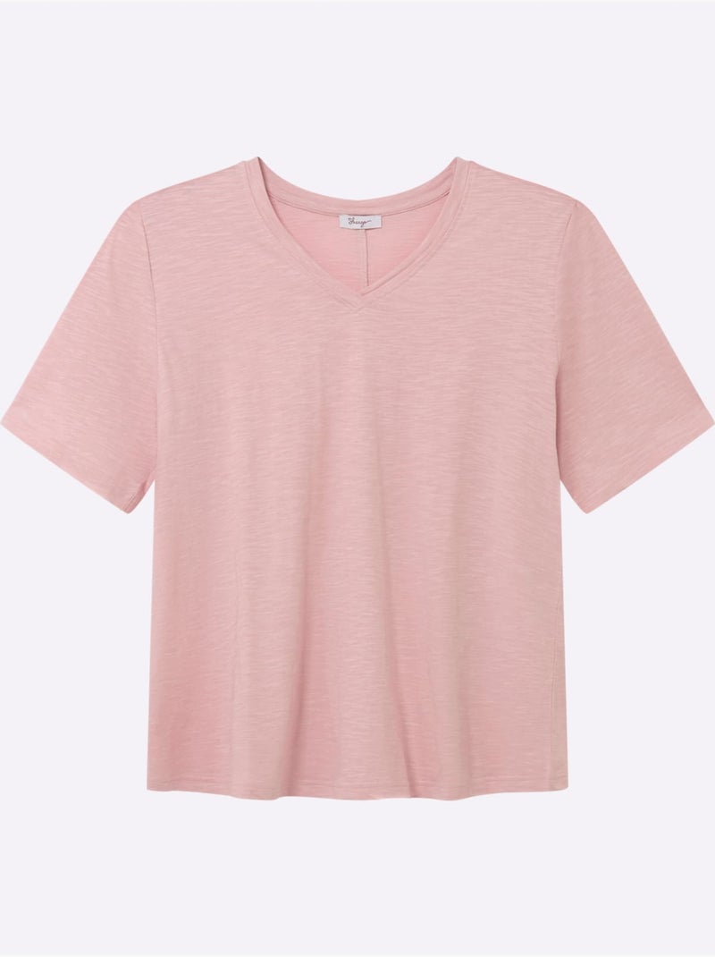 T-shirt En V Encolure En V Affinante - Taille Standard - Sheego Rose - Kiabi