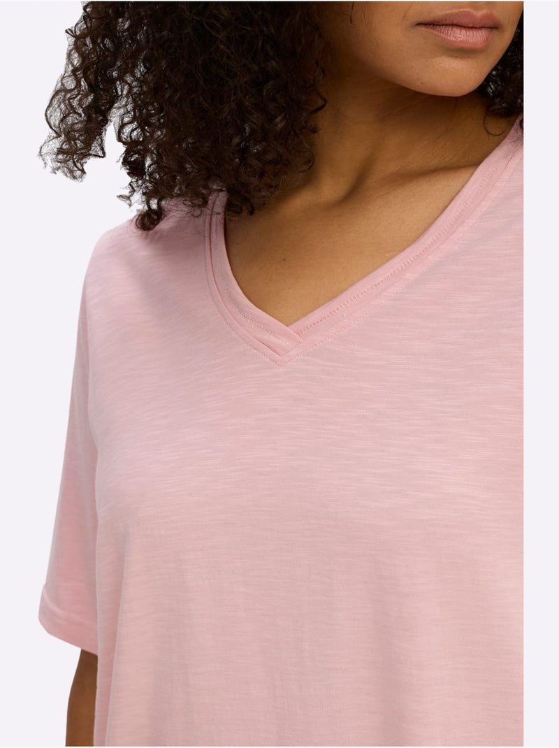 T-shirt En V Encolure En V Affinante - Taille Standard - Sheego Rose - Kiabi