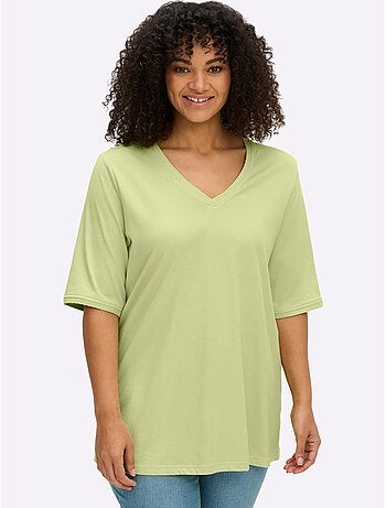 T-shirt En V Encolure En V Affinante - Taille Standard - Sheego
