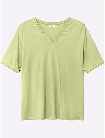 T-shirt En V Encolure En V Affinante - Taille Standard - Sheego