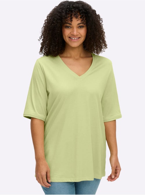 T-shirt En V Encolure En V Affinante - Taille Standard - Sheego - Kiabi