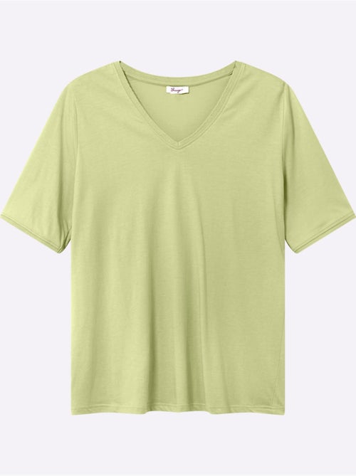 T-shirt En V Encolure En V Affinante - Taille Standard - Sheego - Kiabi