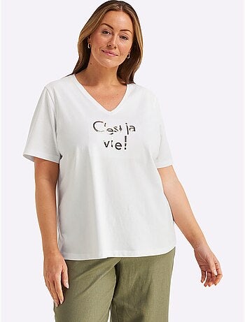 T-shirt En V Encolure En V Flatteuse - Taille Standard - Sheego