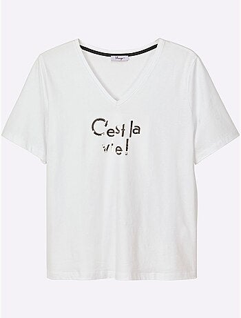 T-shirt En V Encolure En V Flatteuse - Taille Standard - Sheego