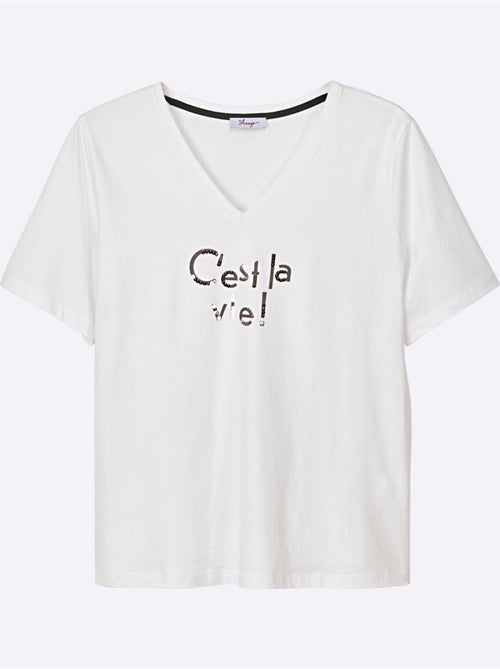 T-shirt En V Encolure En V Flatteuse - Taille Standard - Sheego - Kiabi